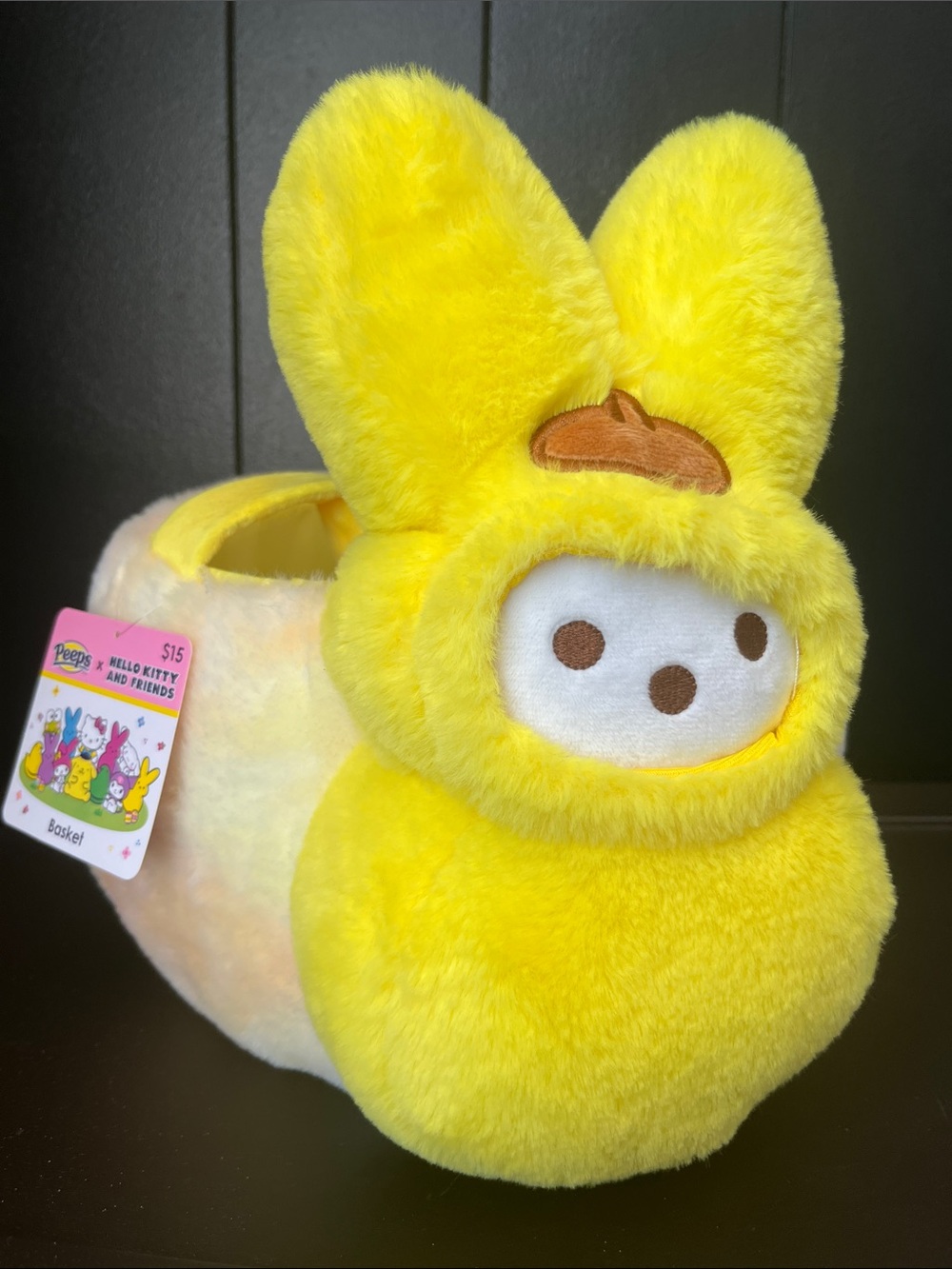 NWT Hello Kitty Yellow Plush Bunny Basket Toy